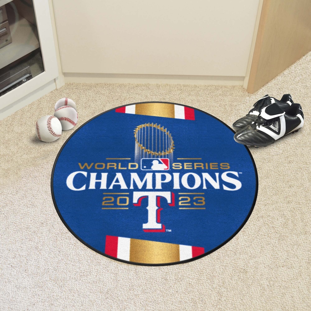 Texas Rangers 2023 World Series Champions Round Baseball Mat
