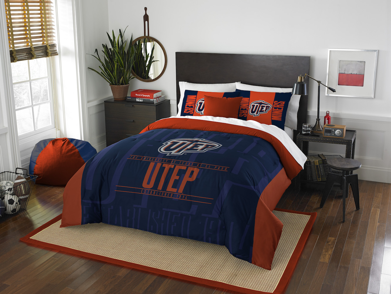 UTEP Miners QUEEN/FULL size Comforter and 2 Shams
