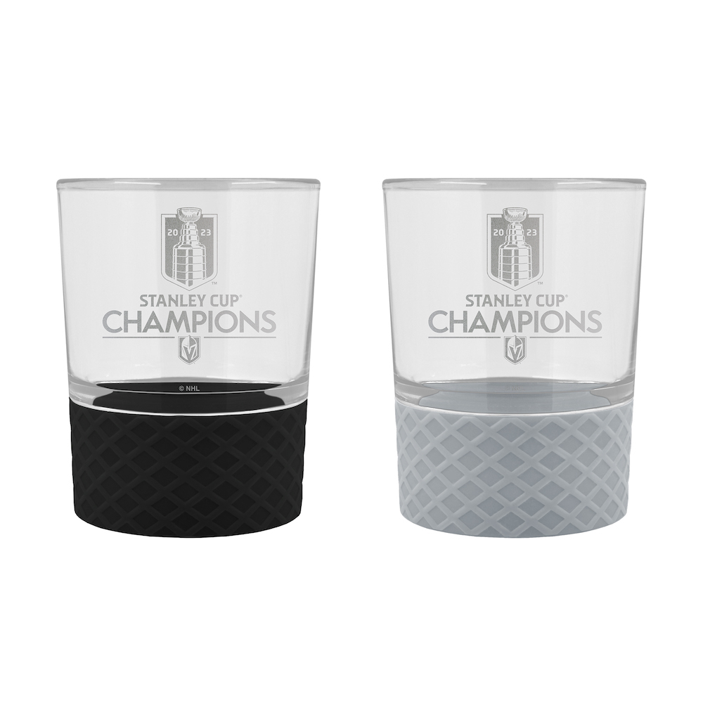 Vegas Golden Knights 2023 Stanley Cup Champions Laser Etched Rocks Glass Set 14 OUNCE
