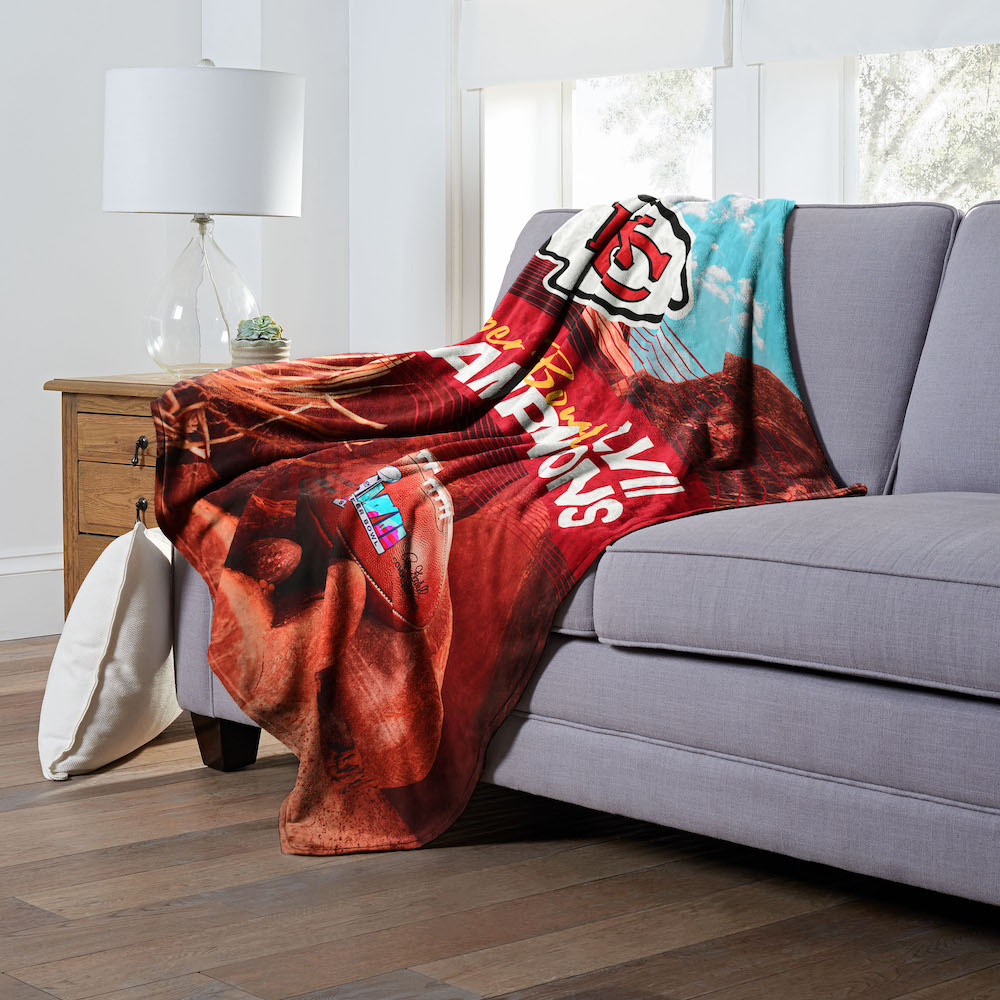 2023 Kansas City Chiefs Super Bowl 57 Champions Silk Touch Throw Blanket 50 x 60
