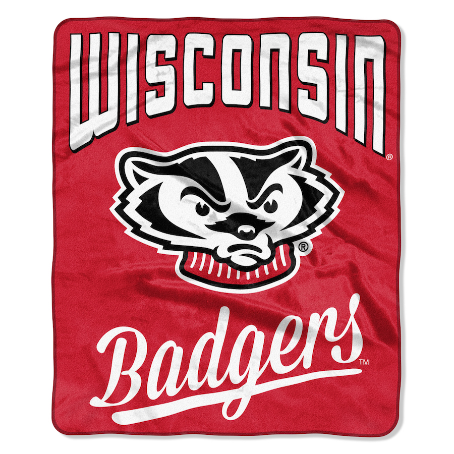 Wisconsin Badgers Plush Fleece Raschel Blanket 50 x 60