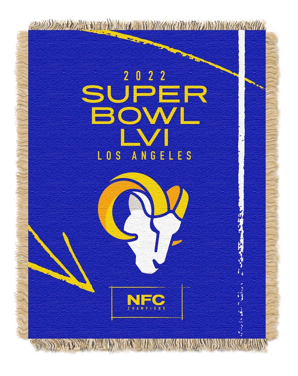 2022 Los Angeles Rams NFL Super Bowl 56 Participants NFC Champs Commemorative Tapestry