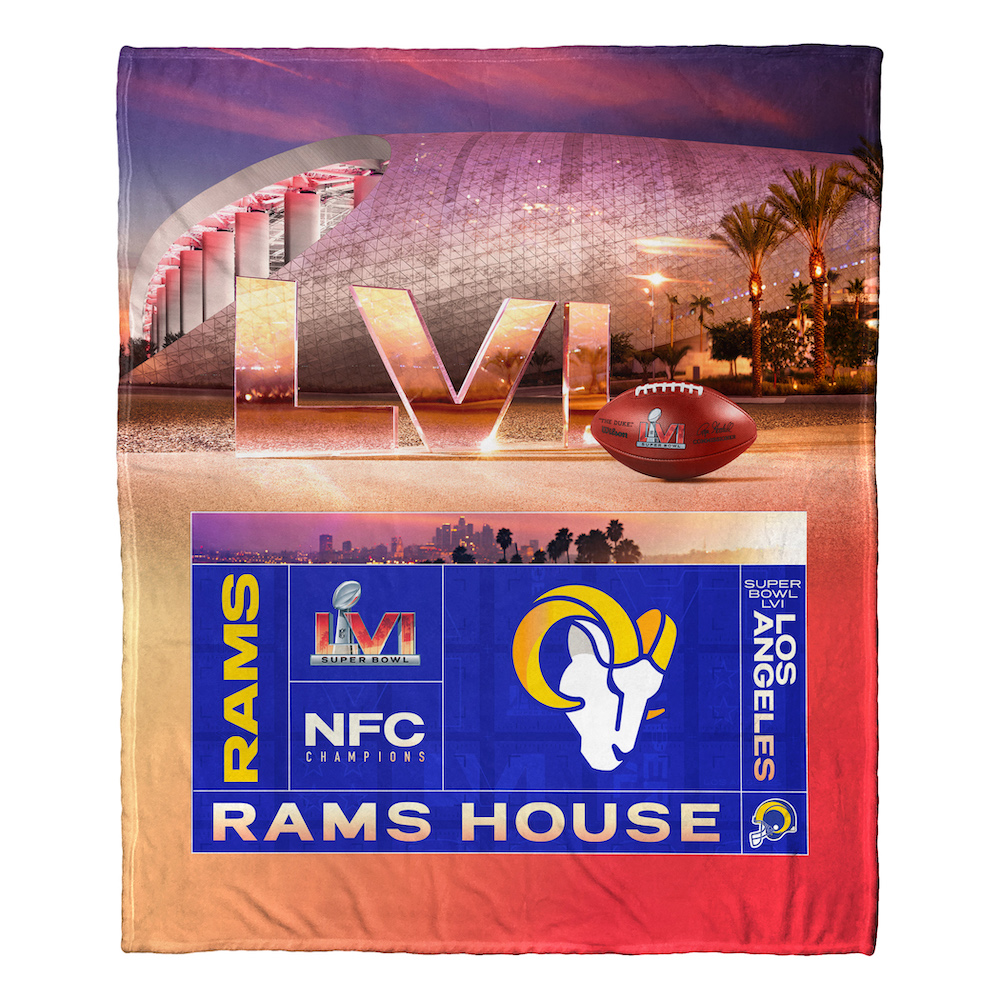 2022 Los Angeles Rams Super Bowl 56 Participants NFC Champs Silk Touch Throw Blanket
