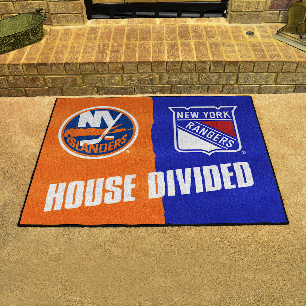 NHL House Divided Rivalry Rug New York Islanders - New York Rangers