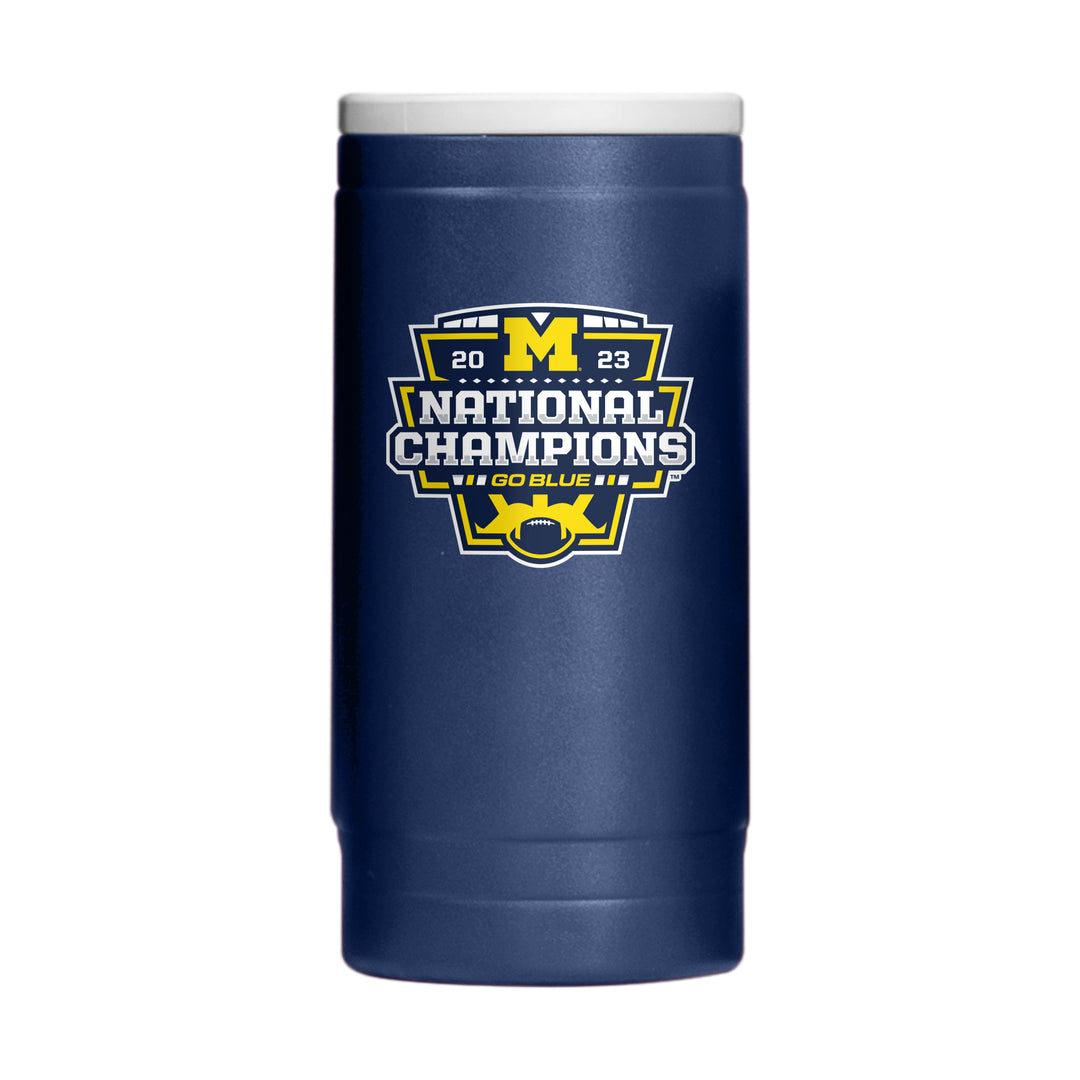 Michigan Wolverines 2023 NCAA Football National Champs Powder Coated 12 oz. Slim Can Coolie