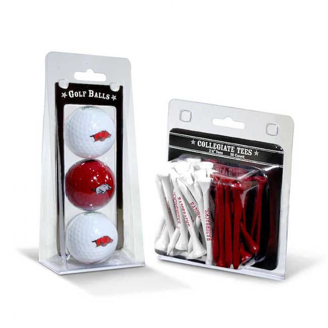 Arkansas Razorbacks 3 Ball Pack and 50 Tee Pack