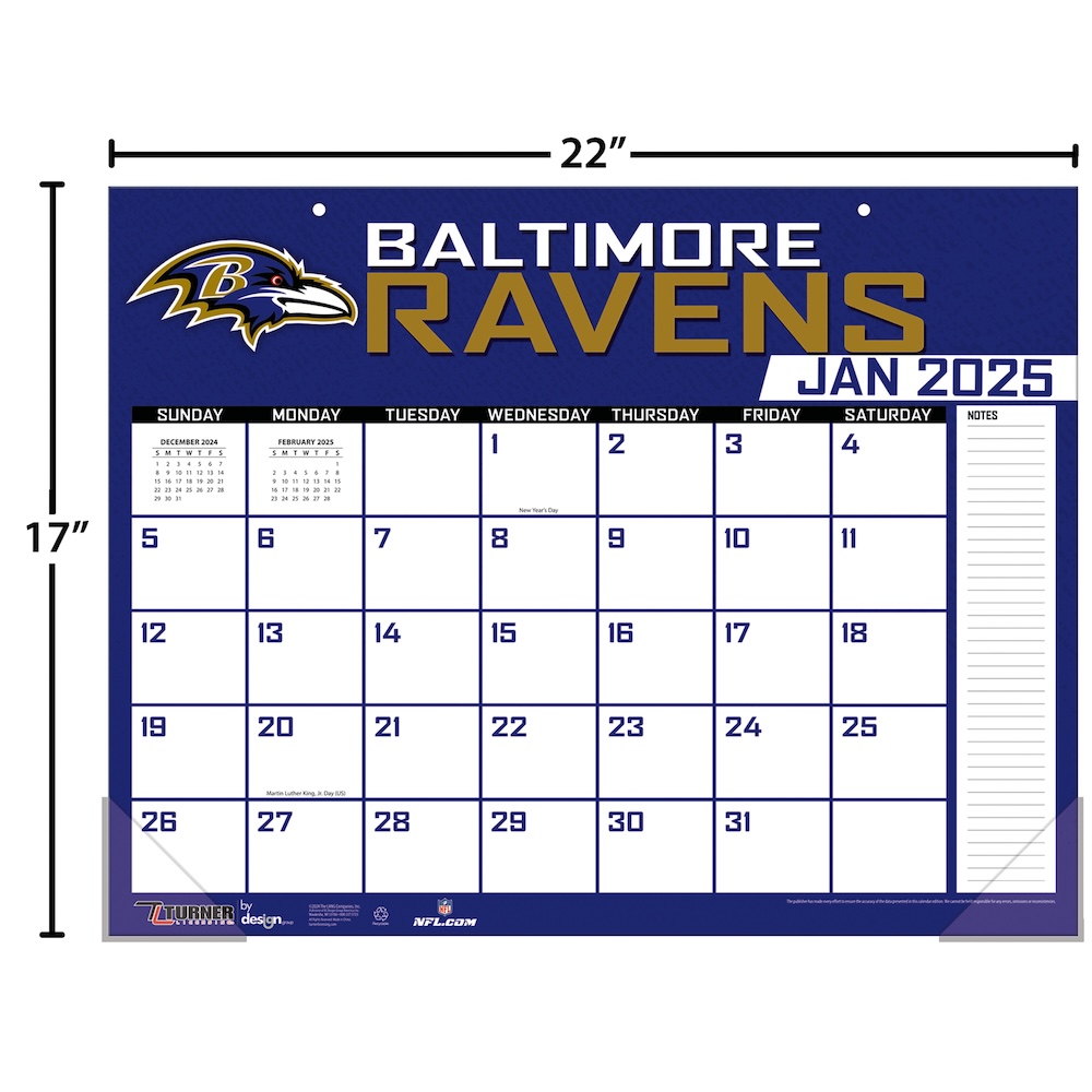 Baltimore Ravens 2023 NFL 22 X 17 Desk Calendar - Buy at KHC Sports
