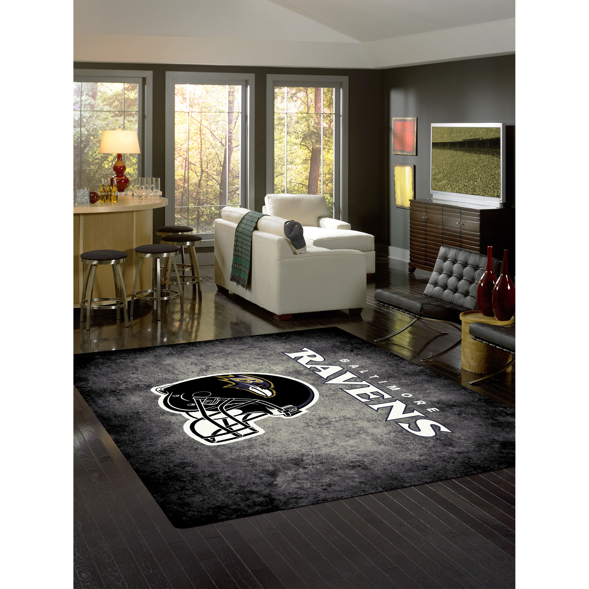 Baltimore Ravens 8 X 11 DISTRESSED Rug