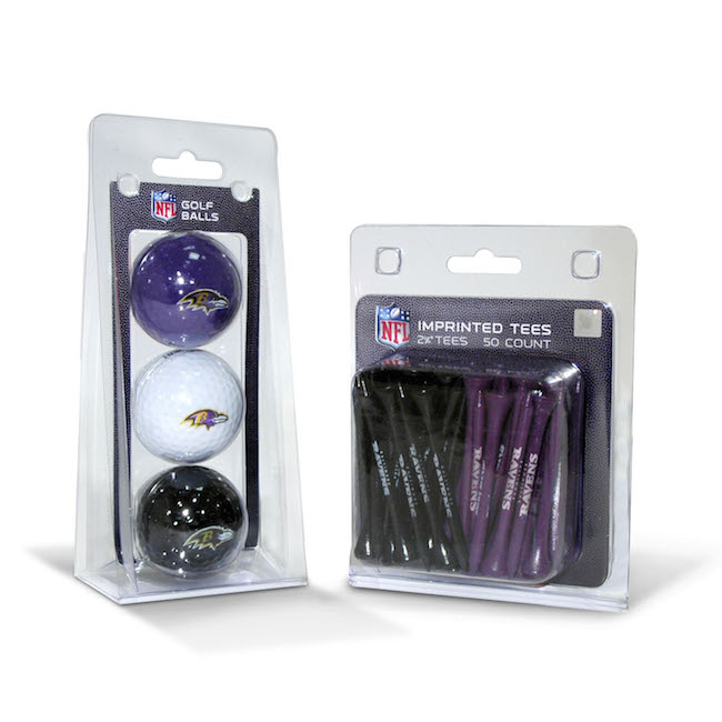 Baltimore Ravens 3 Ball Pack and 50 Tee Pack