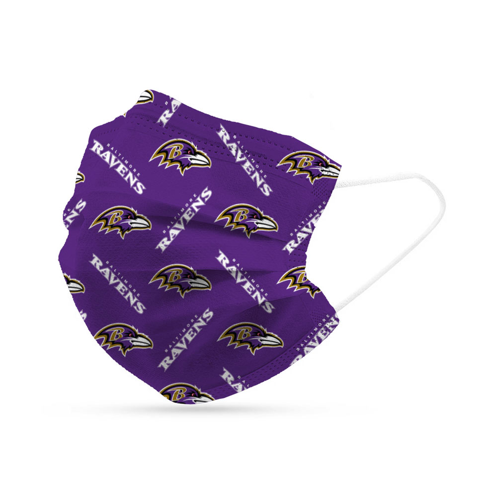 Baltimore Ravens Disposable Face Covering Masks (pk of 6)