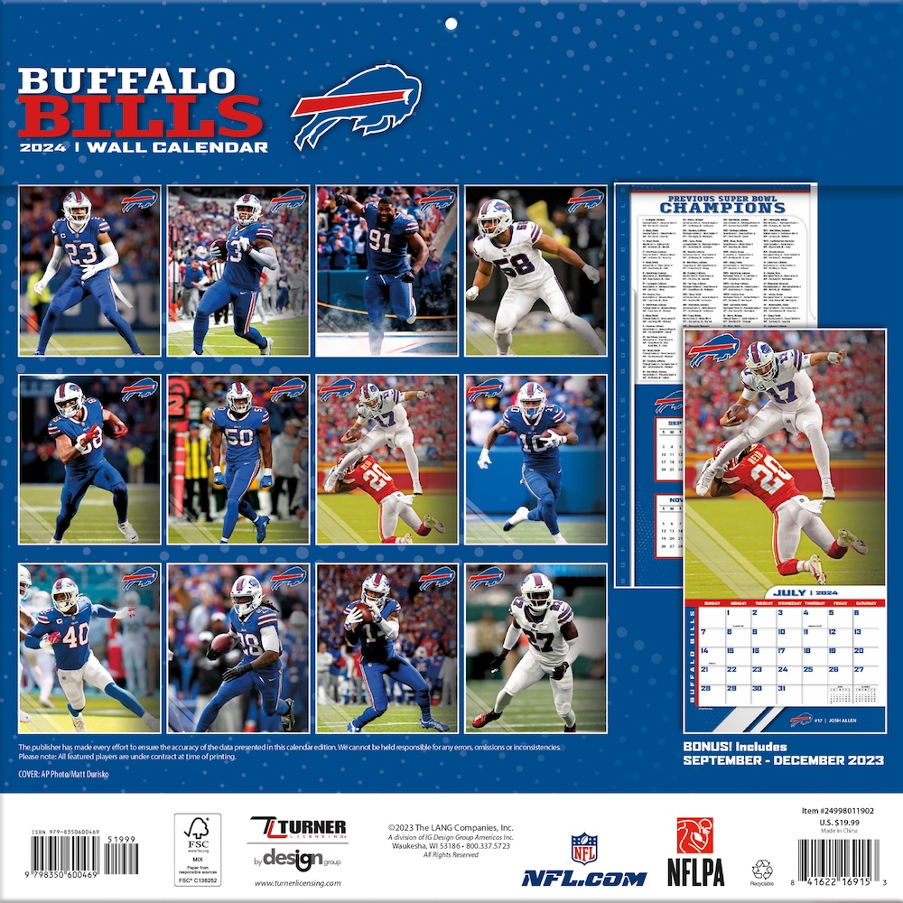 Buffalo Bills 2020 NFL Team Wall Calendar - Buy at KHC Sports1200 x 1196