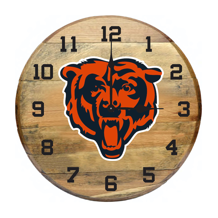 Chicago Bears Oak Barrel Clock