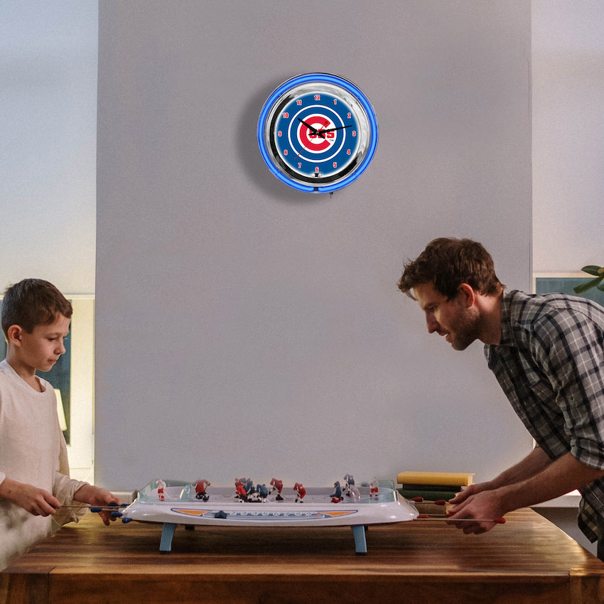 Chicago Cubs Chrome NEON Clock 18 inch