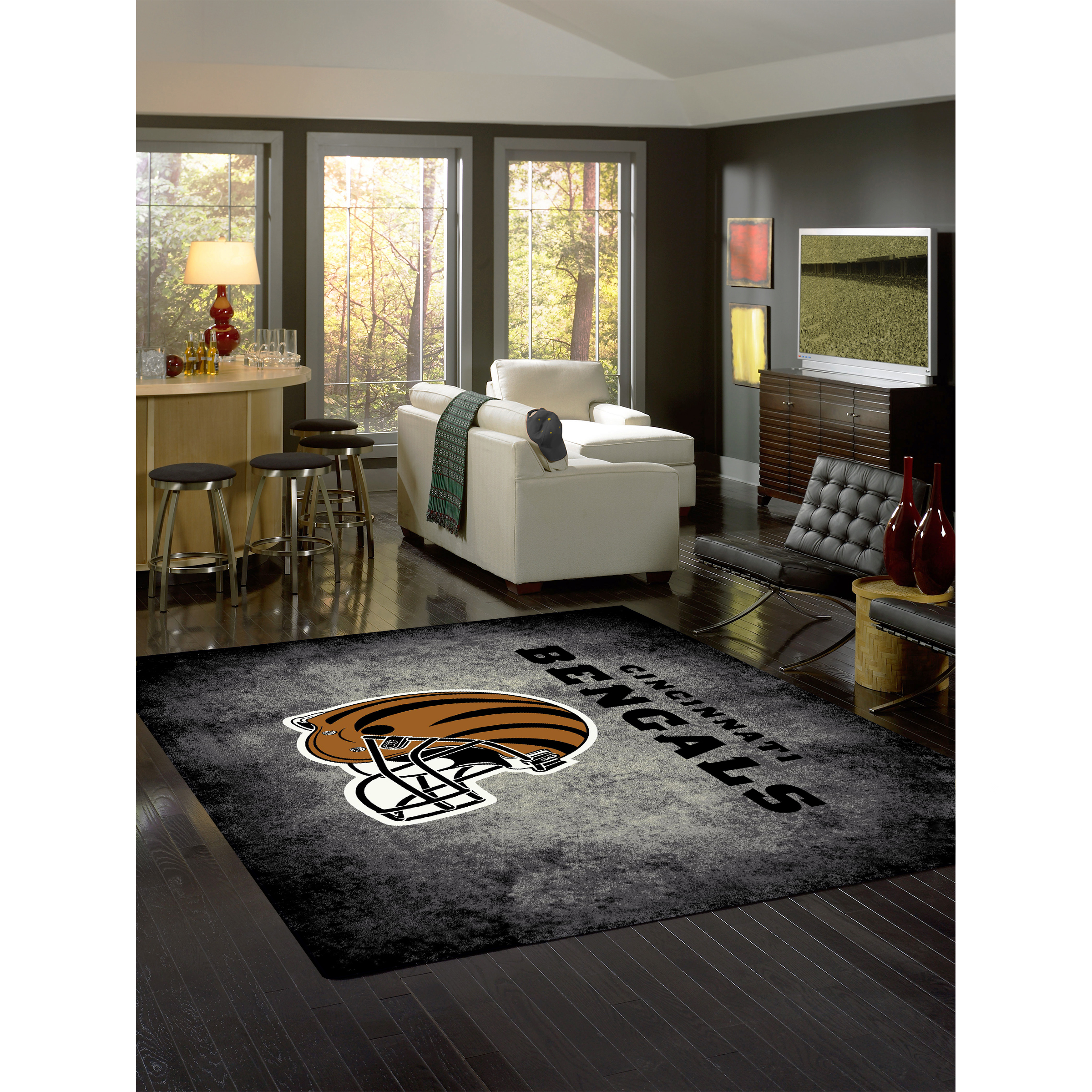 Cincinnati Bengals 6 X 8 DISTRESSED Rug