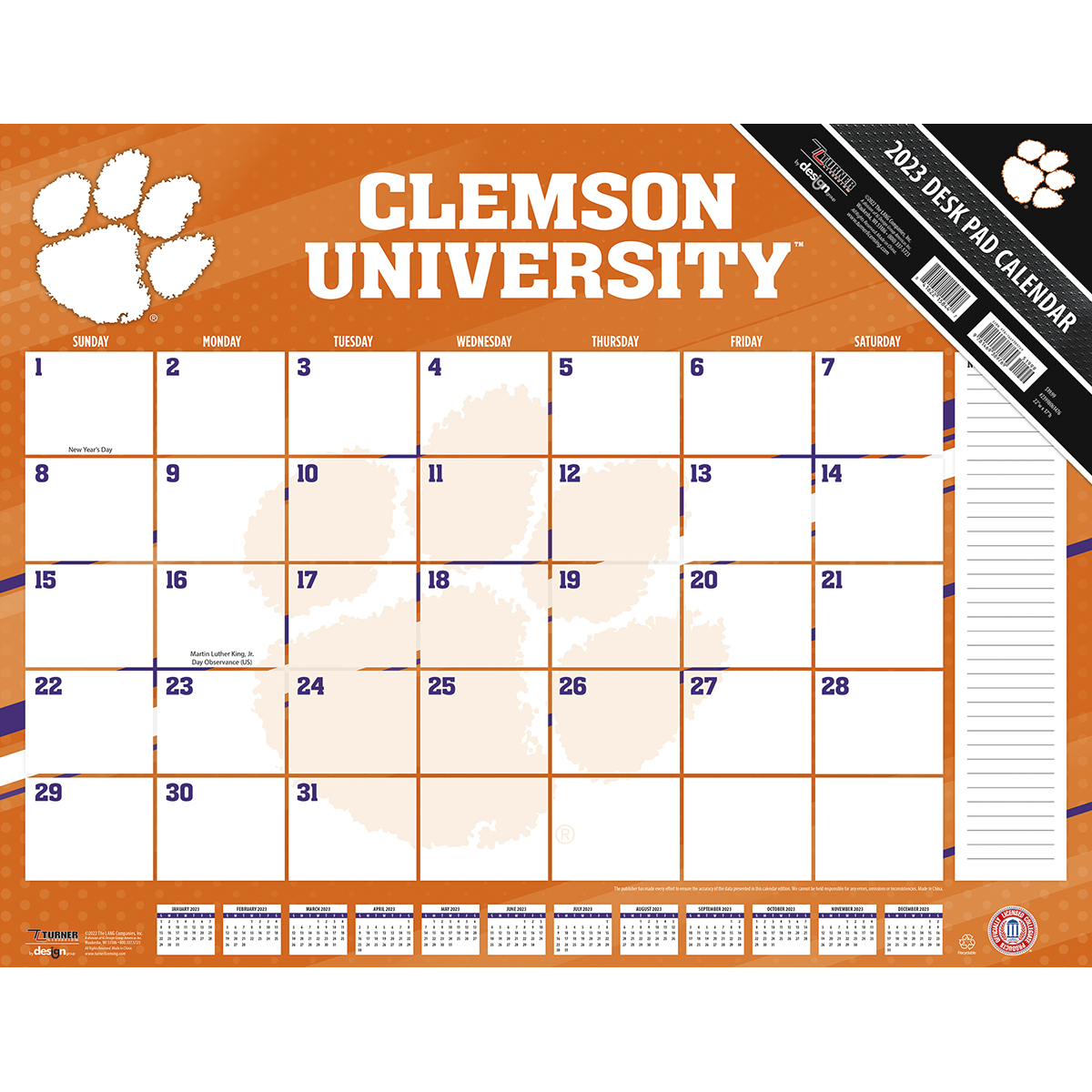 Clemson Fall 2022 Calendar Clemson Tigers 2022 Ncaa 22 X 17 Desk Calendar - Buy At Khc Sports