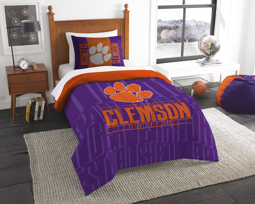 Clemson Tigers Twin Comforter Set with Sham