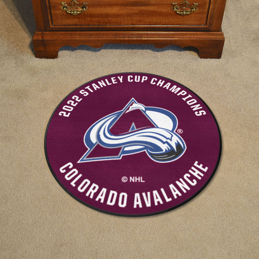 Colorado Avalanche Stanley Cup Champions Round Hockey Puck Mat