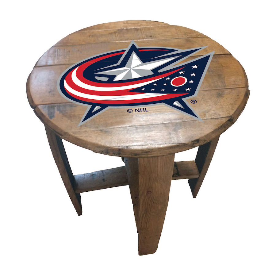 Columbus Blue Jackets Oak Barrel Table