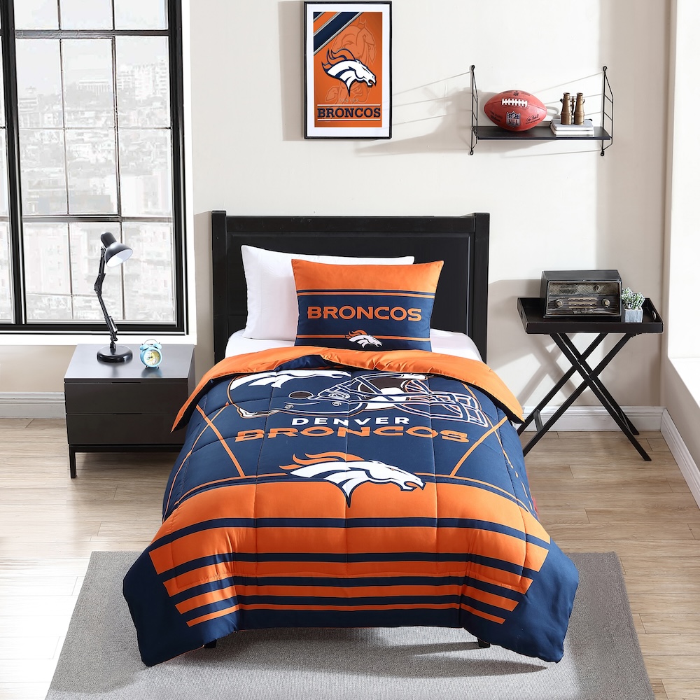 Denver Broncos Twin Comforter Set with Sham