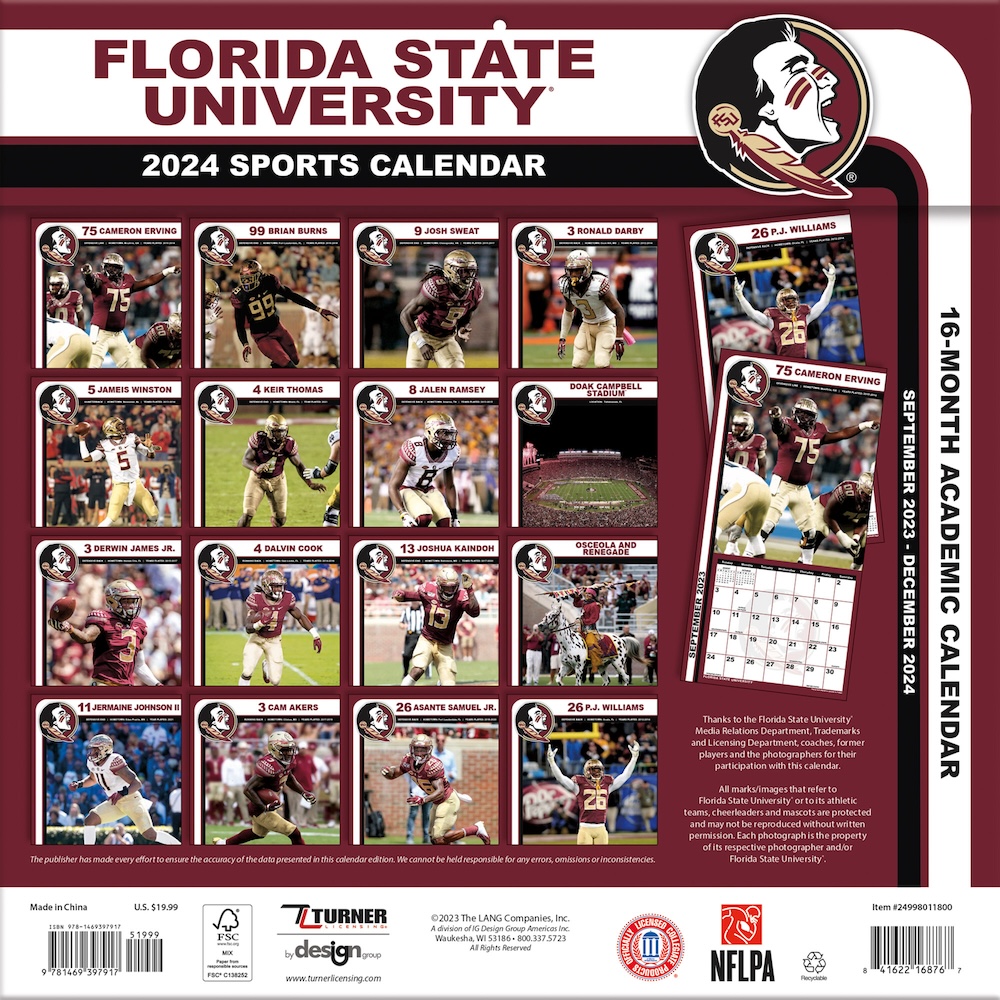 Florida State University Academic Calendar 2022 Florida State Seminoles 2022 Wall Calendar - Buy At Khc Sports