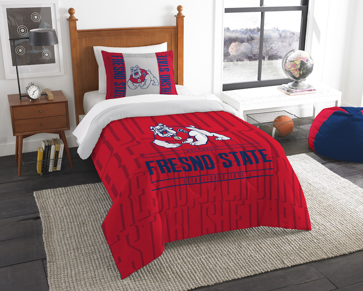 Fresno State Bulldogs Twin Comforter Set with Sham