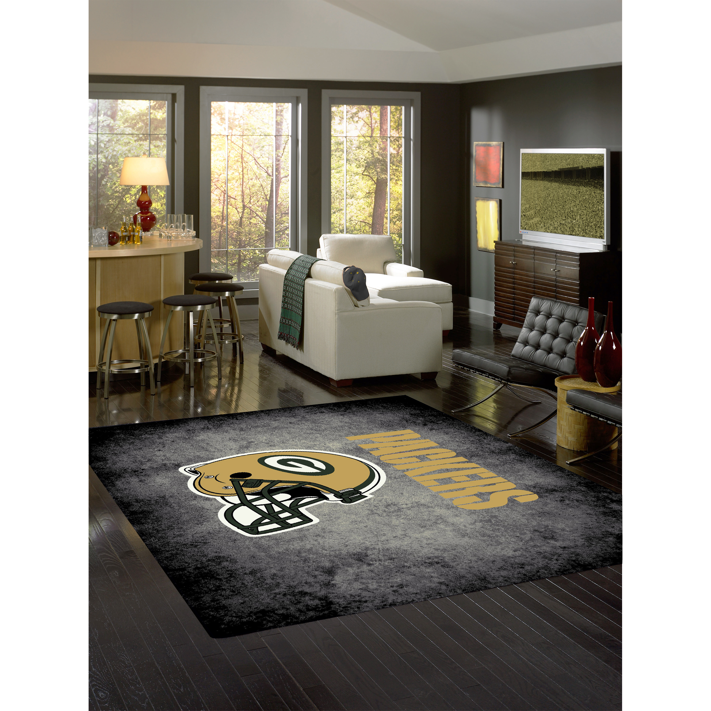 Green Bay Packers 8 X 11 DISTRESSED Rug