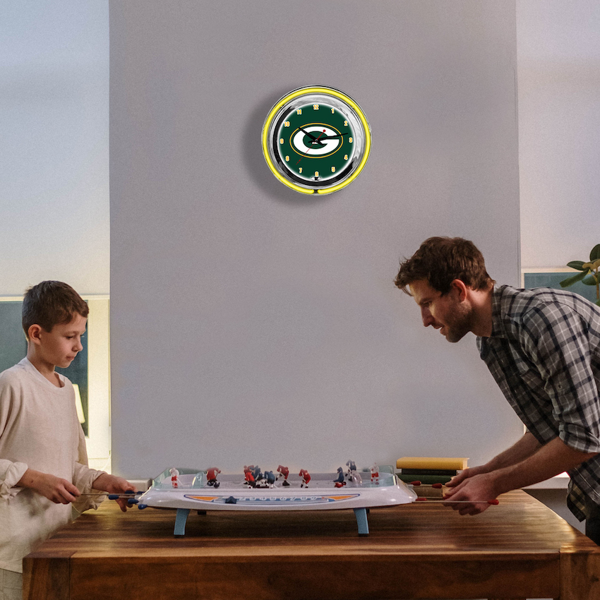 Green Bay Packers Chrome NEON Clock 18 inch