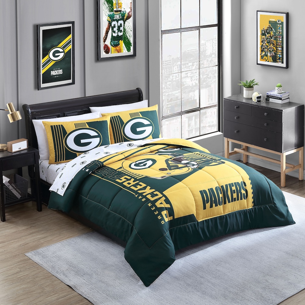 Green Bay Packers QUEEN Bed in a Bag Set