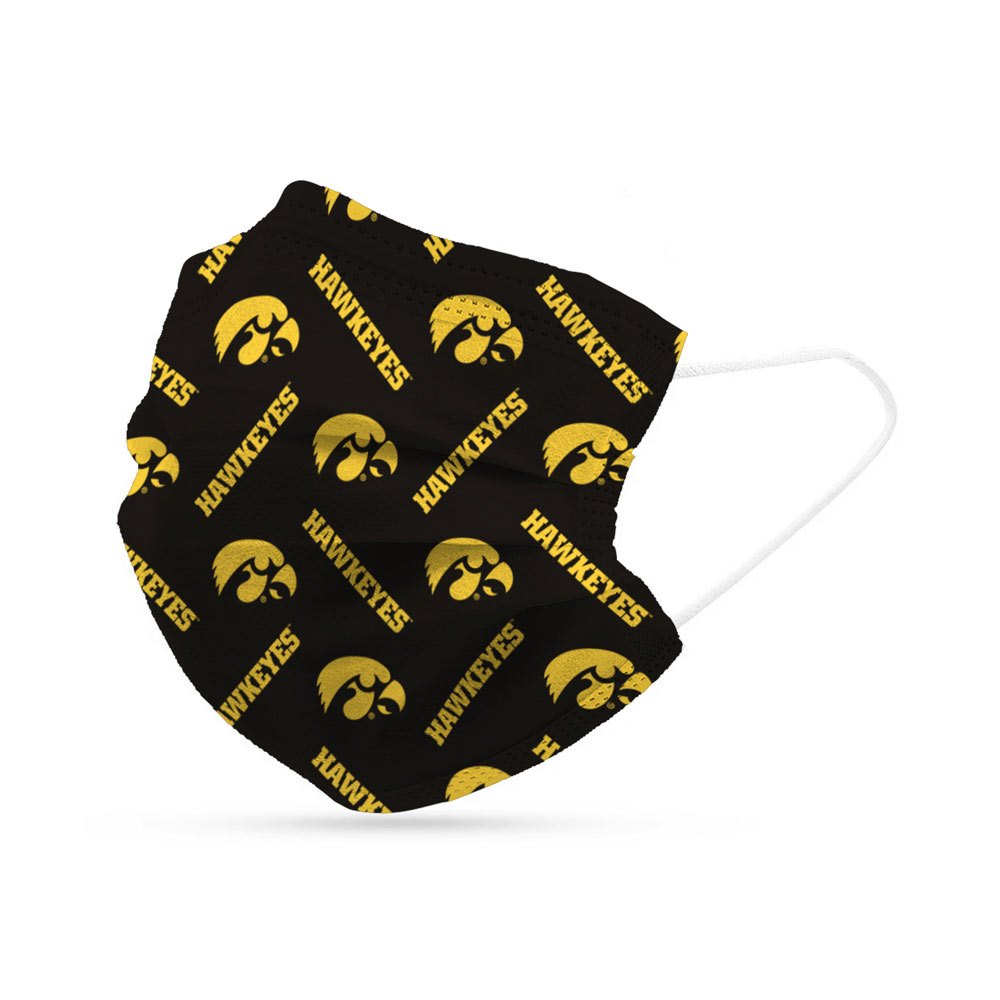 Iowa Hawkeyes Disposable Face Covering Masks (pk of 6)