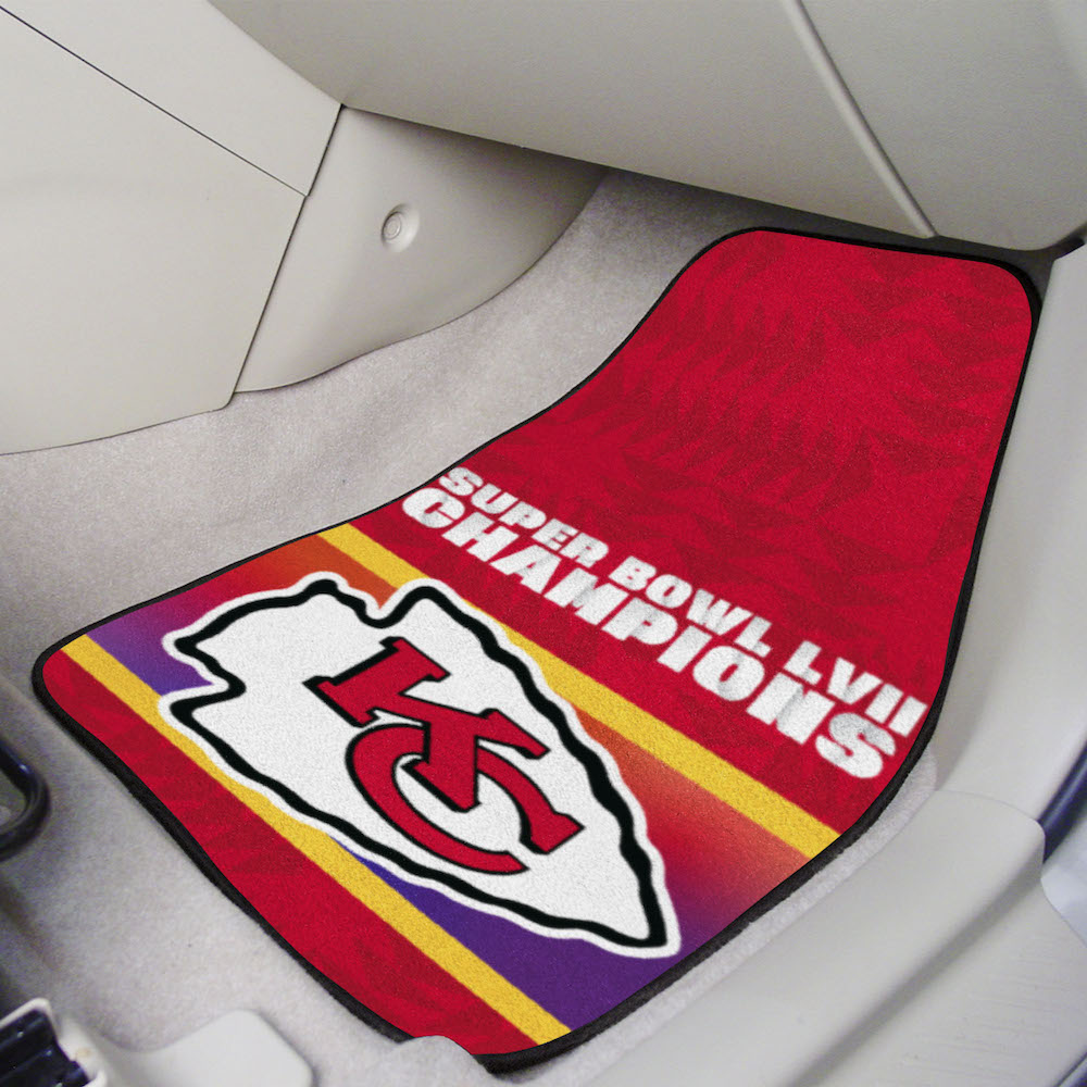 Kansas City Chiefs Super Bowl 57 Champions Car Floor Mats 18 x 27 Carpeted Pair