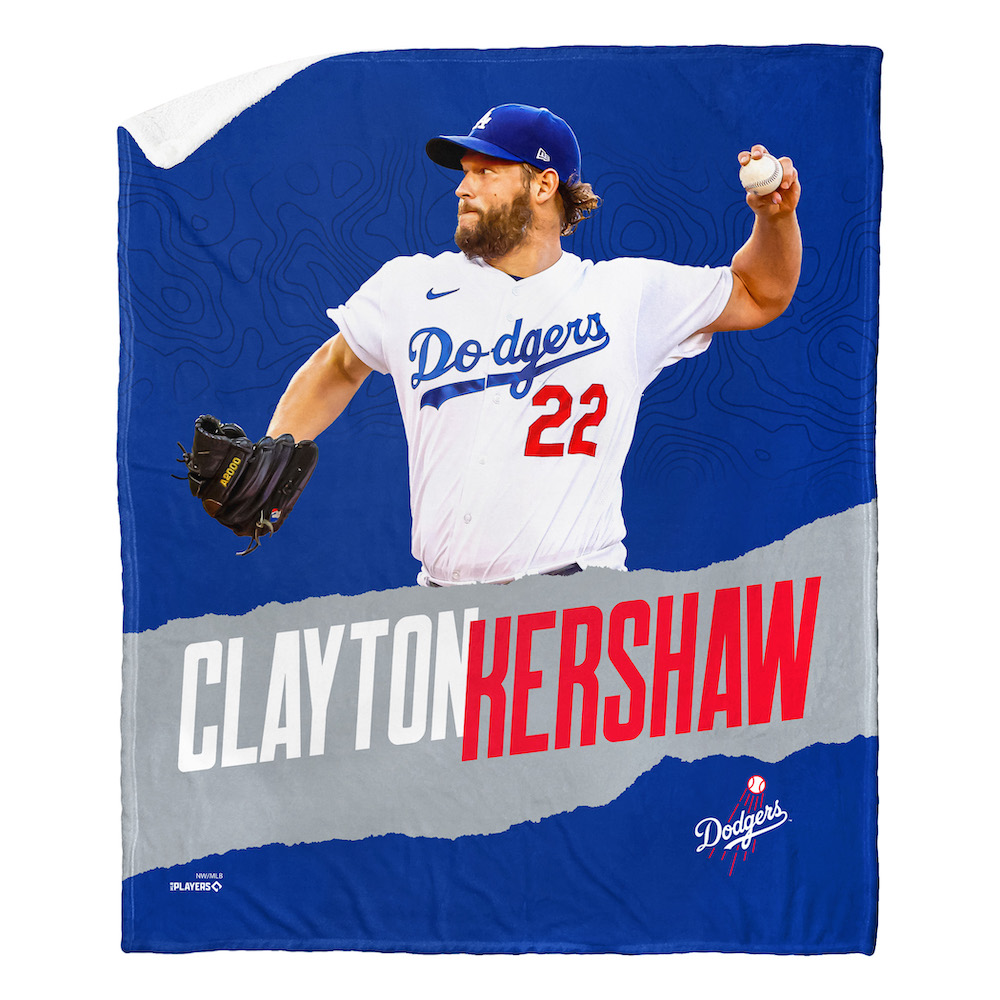 Los Angeles Dodgers Clayton Kershaw Silk Sherpa Throw Blanket