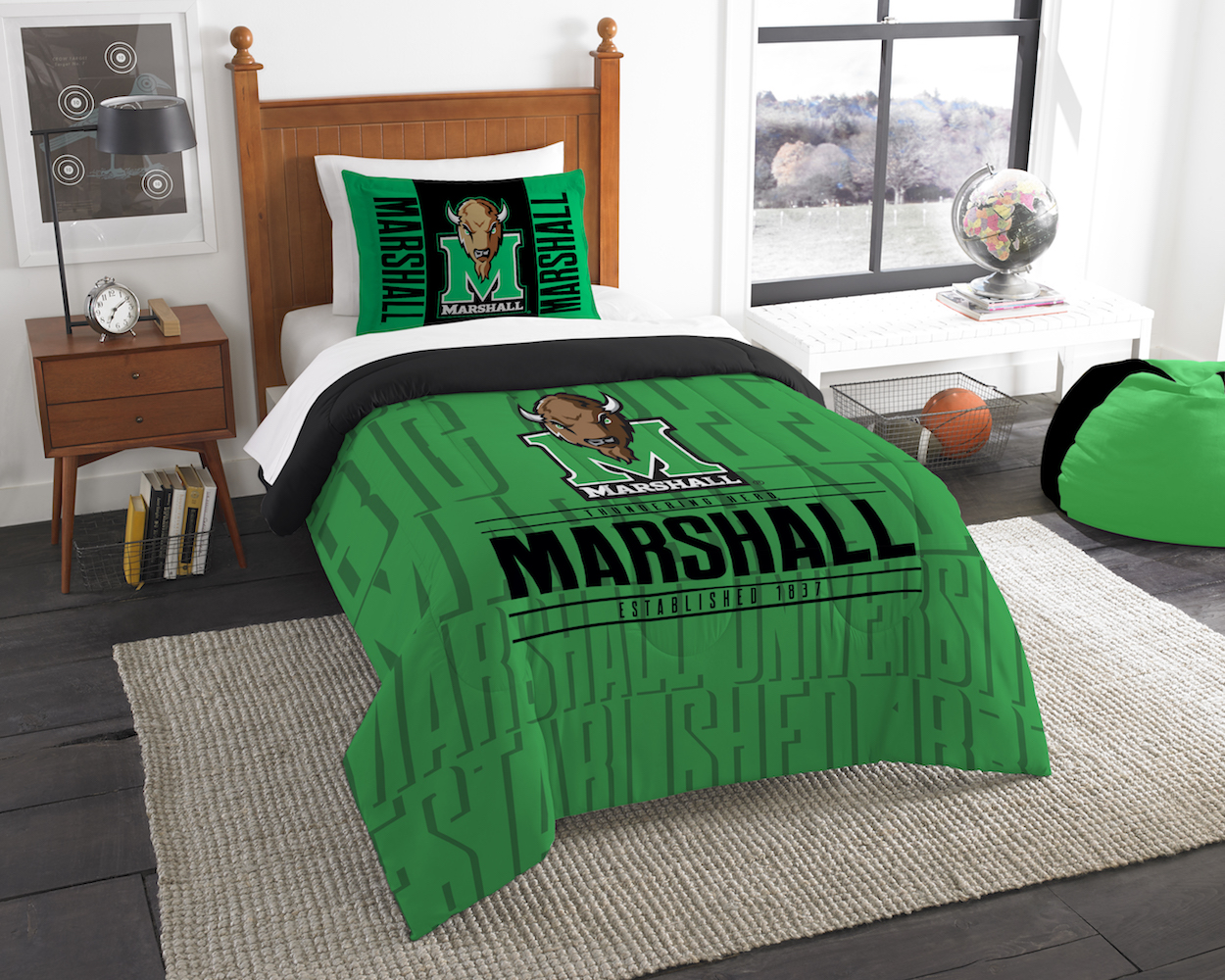 Marshall Thundering Herd Twin Comforter Set with Sham