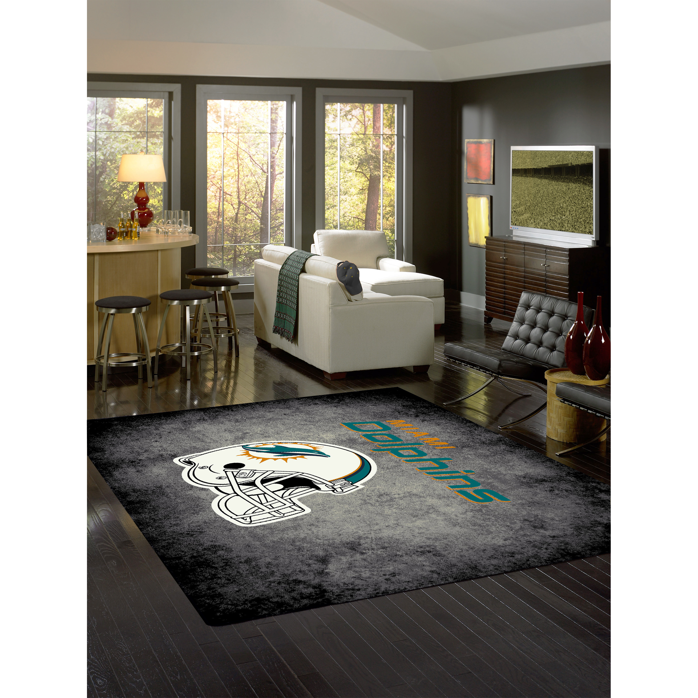 Miami Dolphins 6 X 8 DISTRESSED Rug