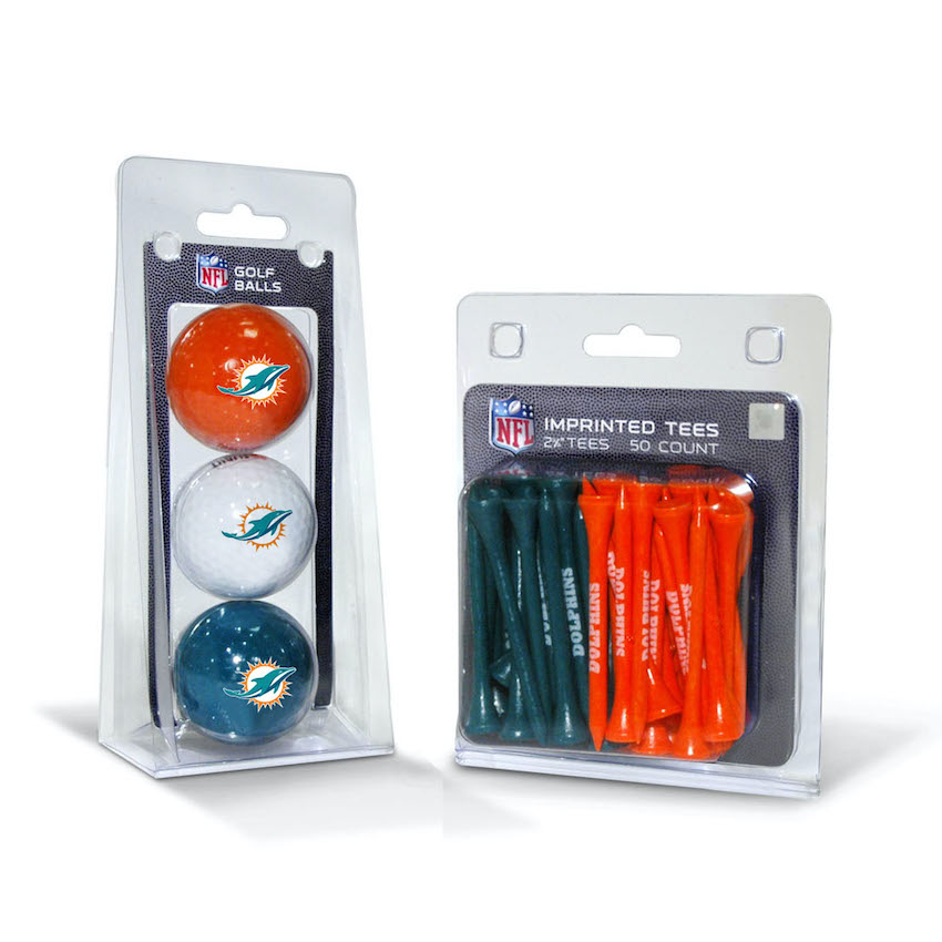 Miami Dolphins 3 Ball Pack and 50 Tee Pack