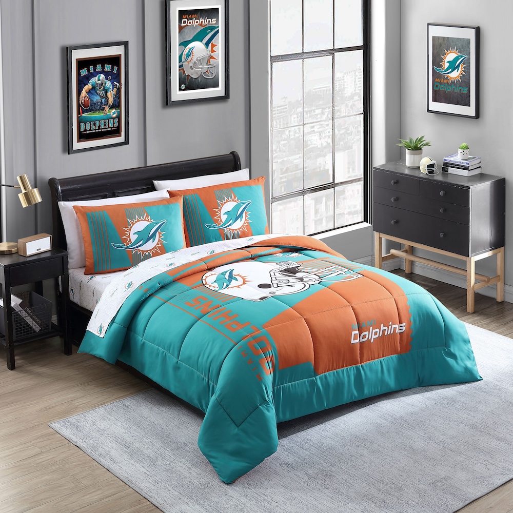 Miami Dolphins QUEEN Bed in a Bag Set