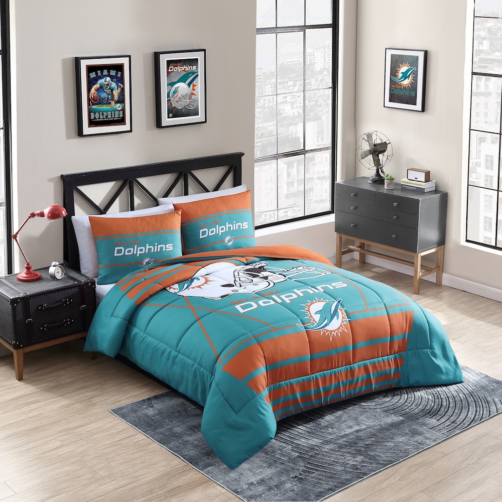Miami Dolphins QUEEN/FULL size Comforter and 2 Shams
