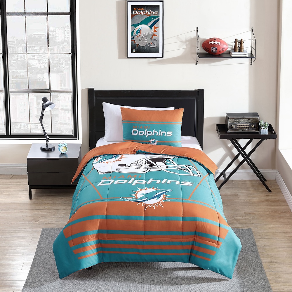 Miami Dolphins Twin Comforter Set with Sham