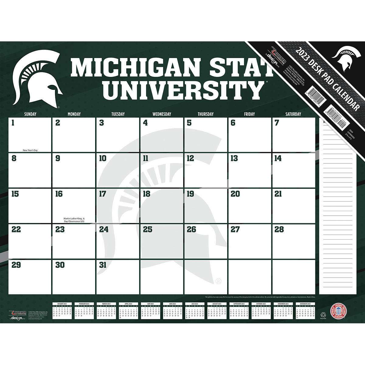 Michigan State Spartans 2020 Ncaa 22 X 17 Desk Calendar Buy