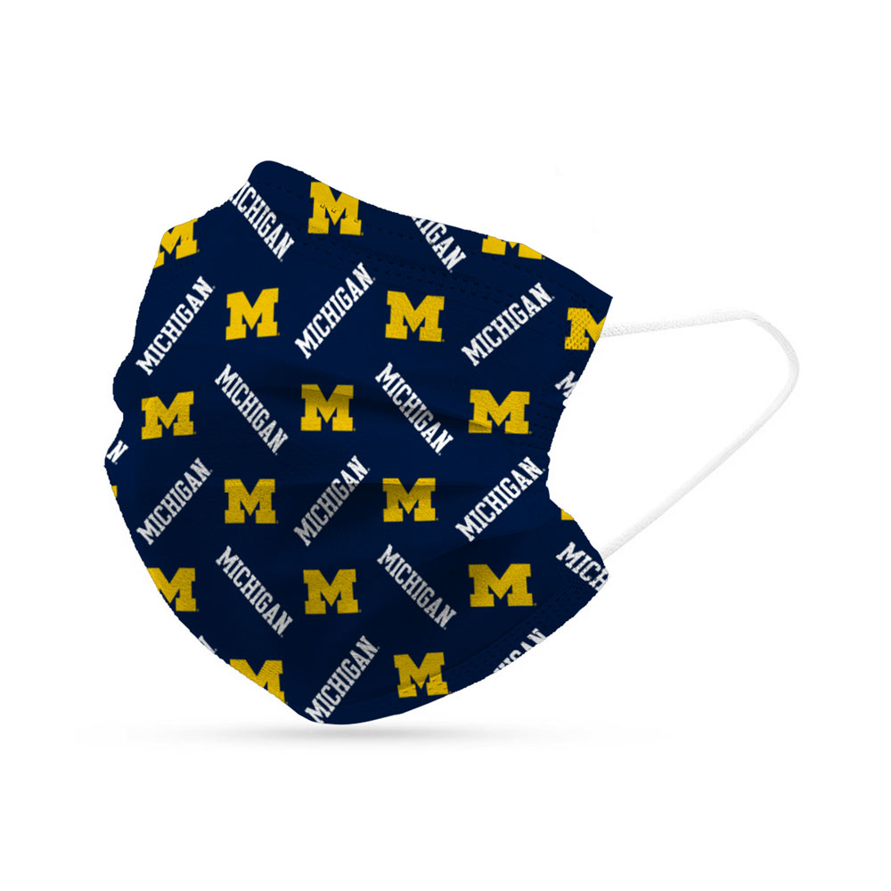 Michigan Wolverines Disposable Face Covering Masks (pk of 6)