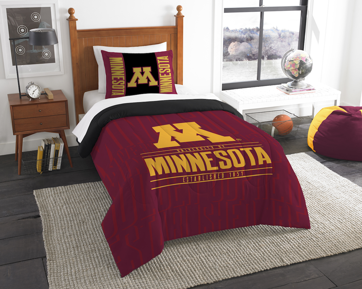 Minnesota Golden Gophers Twin Comforter Set with Sham