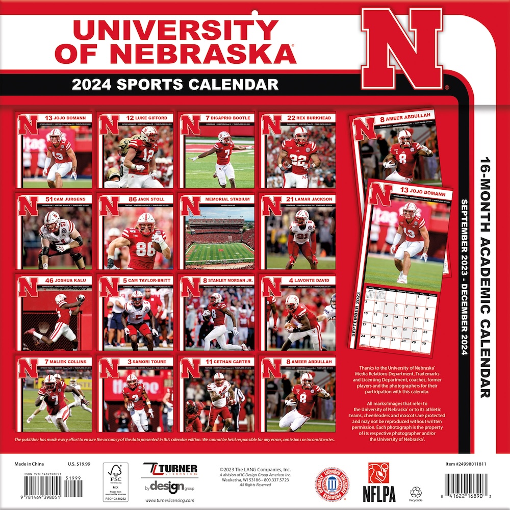 Nebraska Cornhuskers 2026 NCAA Team Wall Calendar