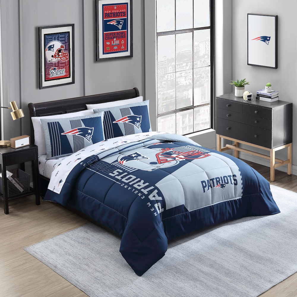 New England Patriots QUEEN Bed in a Bag Set