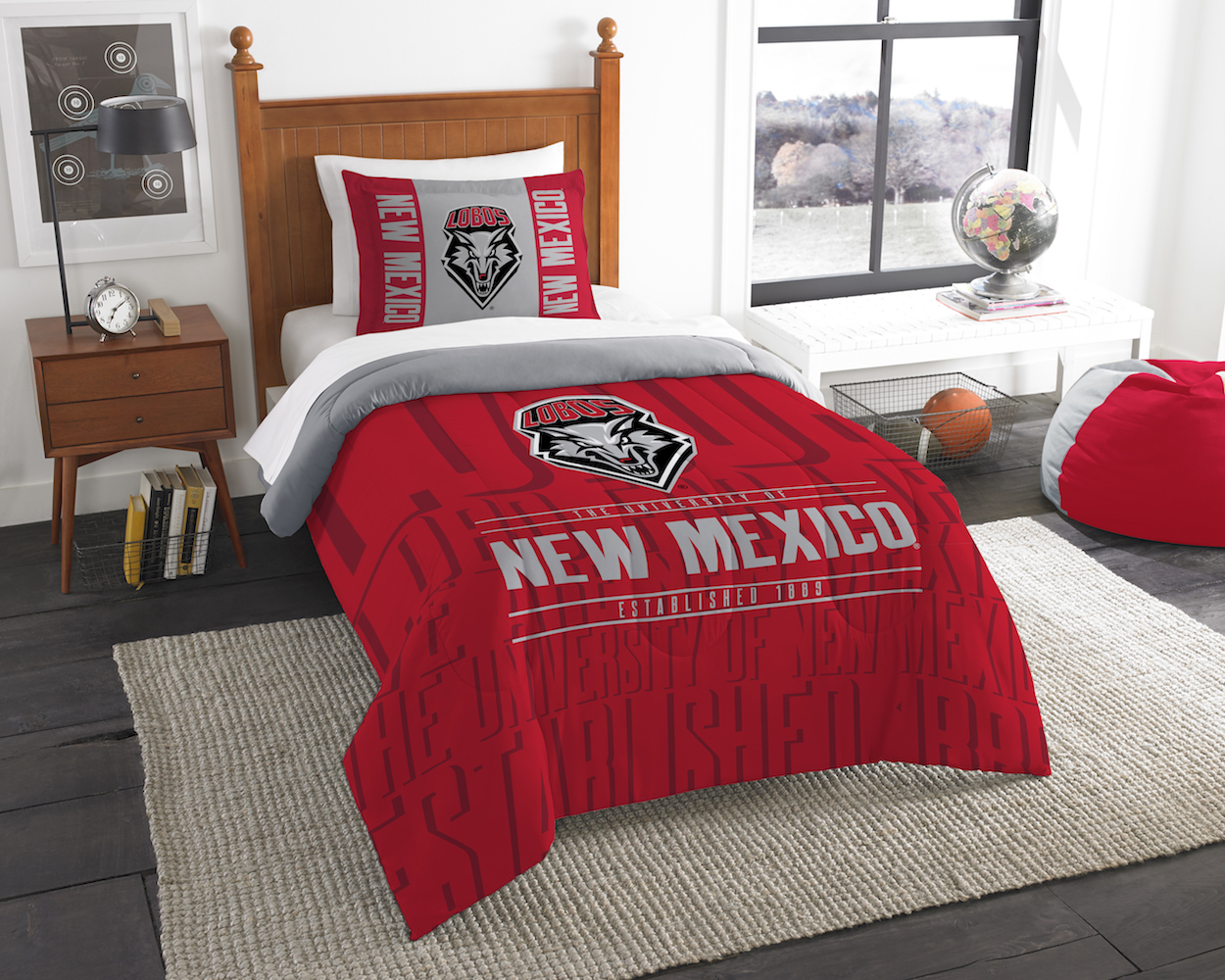 New Mexico Lobos Twin Comforter Set with Sham