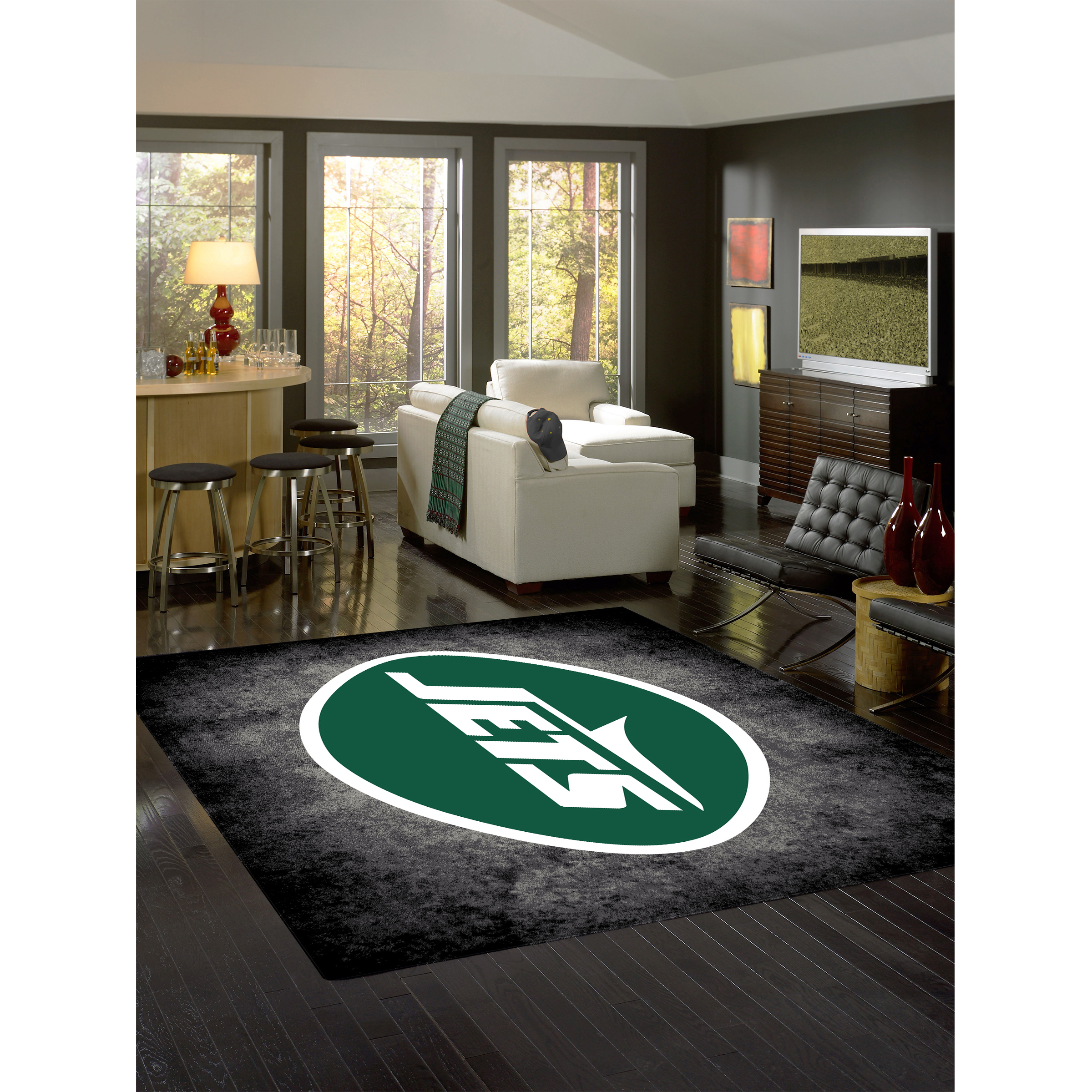 New York Jets 8 X 11 DISTRESSED Rug