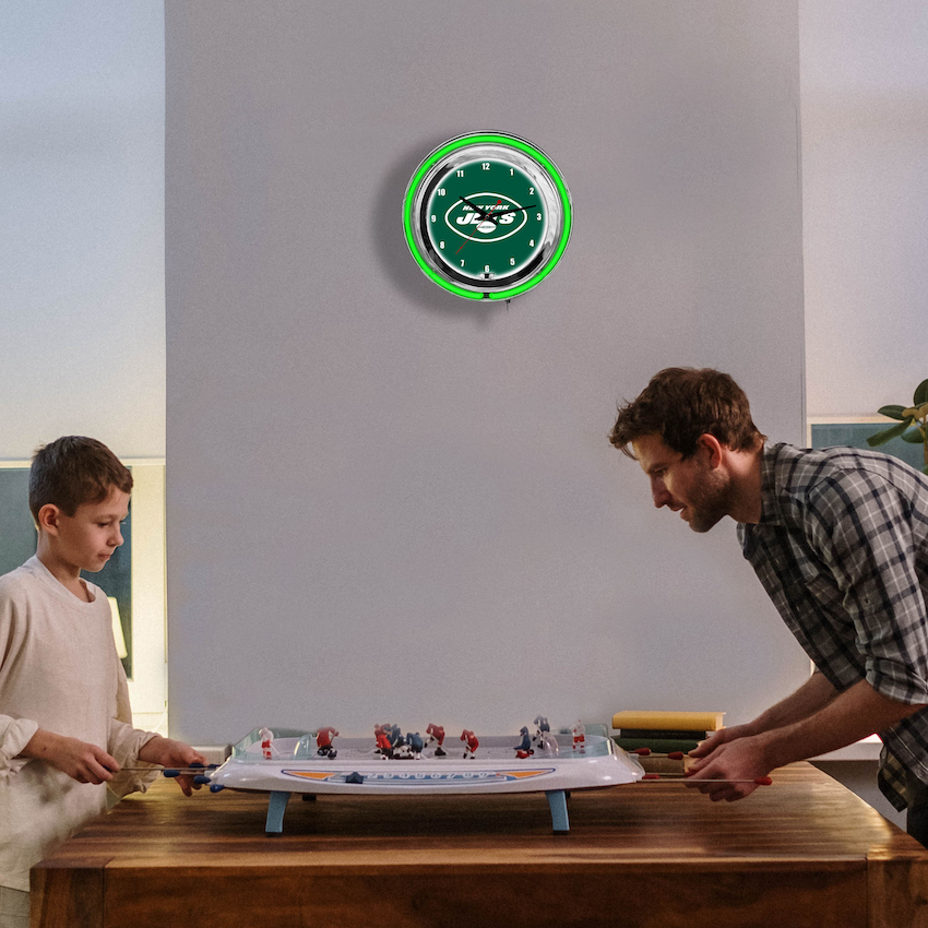 New York Jets Chrome NEON Clock 18 inch