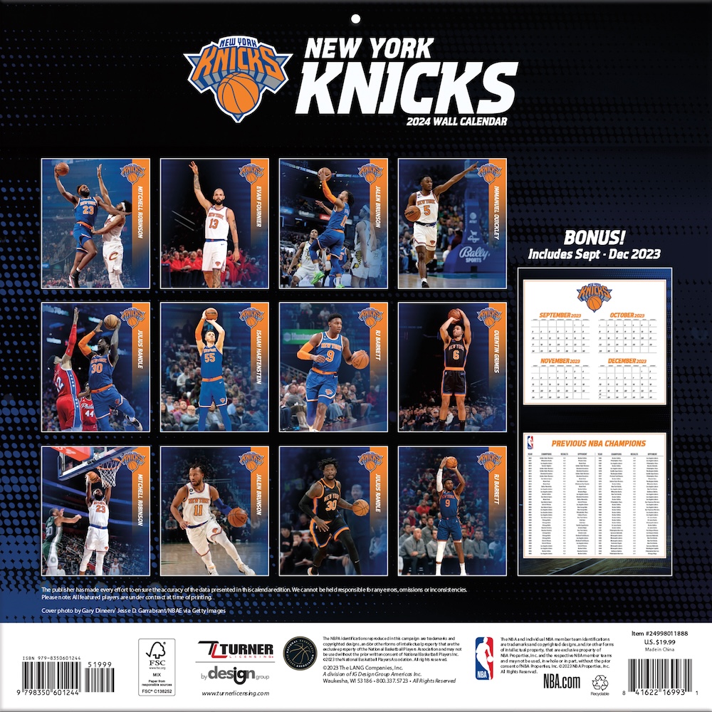 Knicks 2022 Schedule New York Knicks 2022 Nba Team Wall Calendar - Buy At Khc Sports