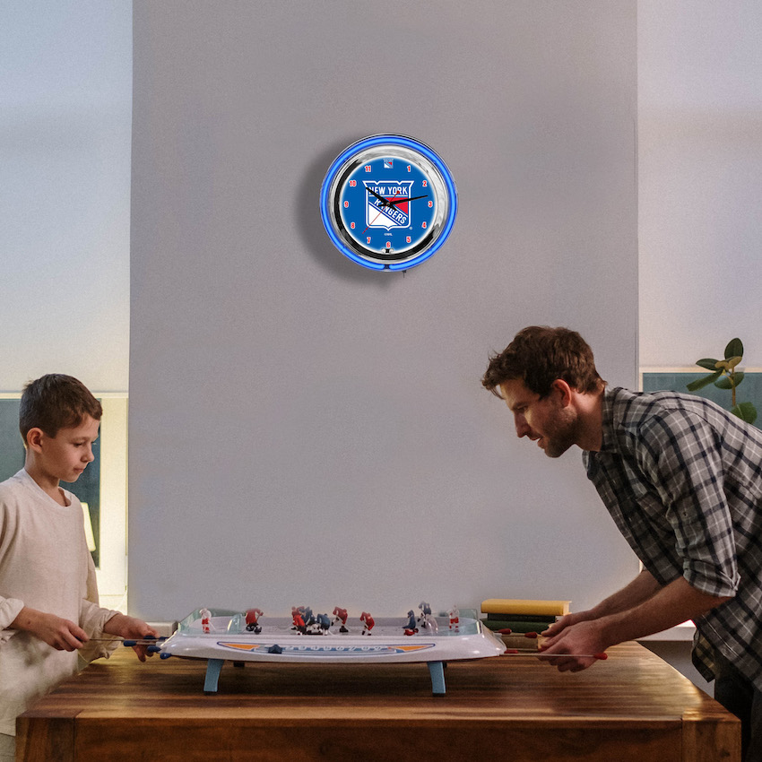 New York Rangers Chrome NEON Clock 18 inch