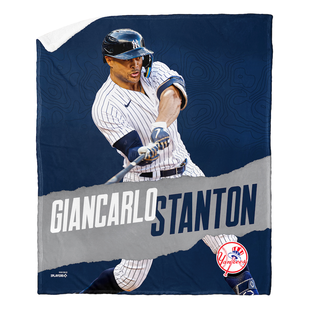 New York Yankees Giancarlo Stanton Silk Sherpa Throw Blanket