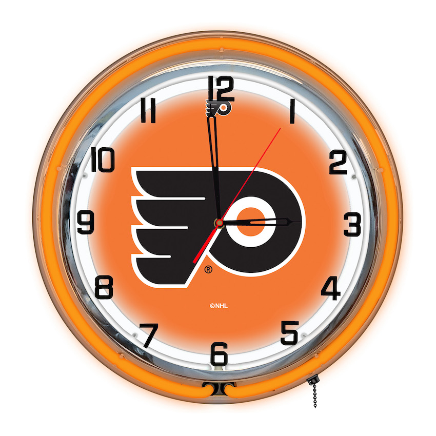 Philadelphia Flyers Chrome NEON Clock 18 inch