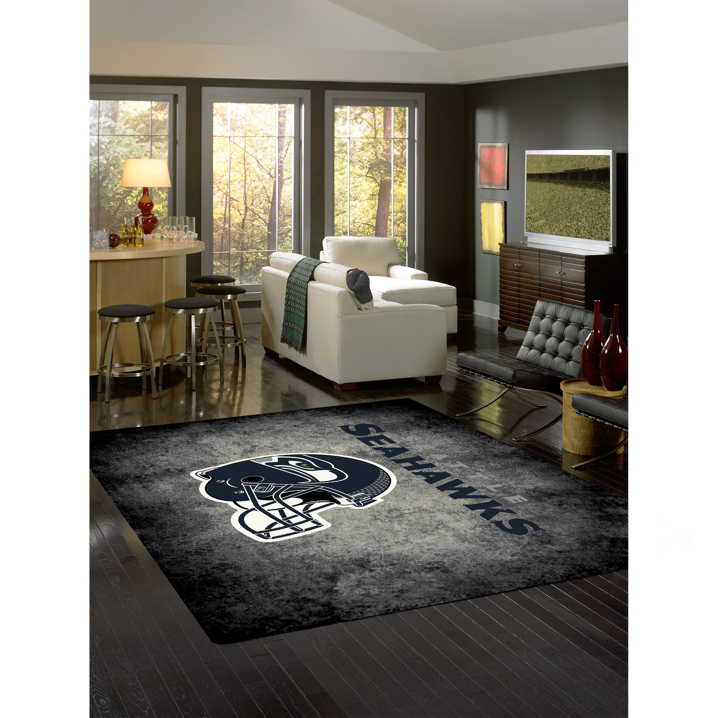 Seattle Seahawks 6 X 8 DISTRESSED Rug